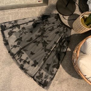 Black Butterfly Midi Skirt - Size S/M